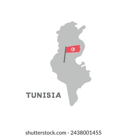 Tunisia vector map with the flag inside. Map of the Tunisia with the national flag isolated on white background. Vector illustration