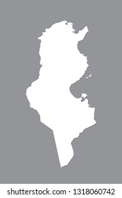 Tunisia vector map with integrated land area using white color on dark background illustration