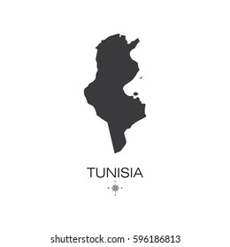 Tunisia vector map silhouette isolated on white background illustration.