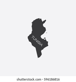 Tunisia vector map silhouette isolated on gray background illustration.