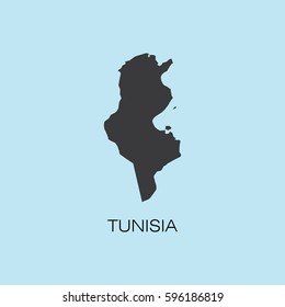 Tunisia vector map silhouette isolated on blue background illustration.