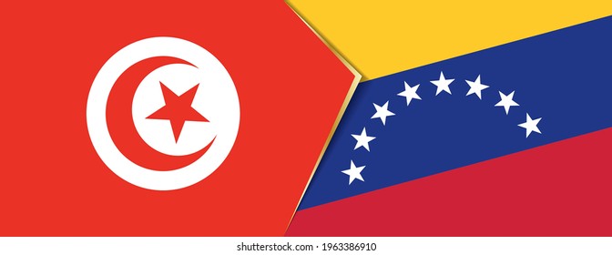 Tunisia and Venezuela flags, two vector flags symbol of relationship or confrontation.