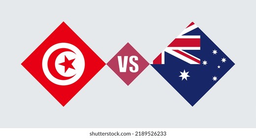 Concepto de bandera de Túnez vs Australia. Ilustración vectorial.