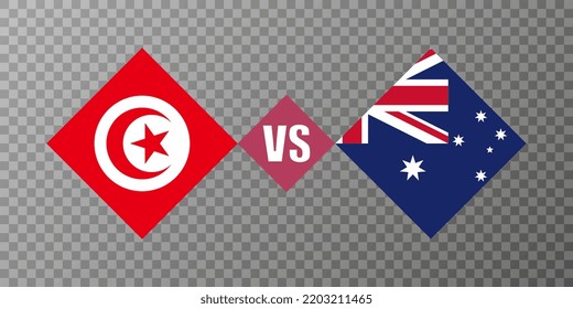 Tunisia vs Australia flag concept. Vector illustration.