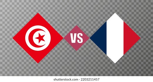 Tunisia vs France flag concept. Vector illustration.