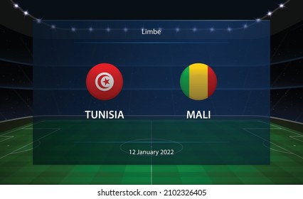 Tunisia vs Mali football scoreboard broadcast graphic soccer template