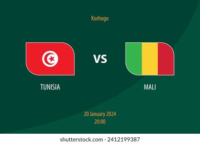 Tunisia vs Mali football scoreboard broadcast template for soccer africa tournament 2023