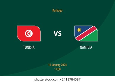 Tunisia vs Namibia football scoreboard broadcast template for soccer africa tournament 2023