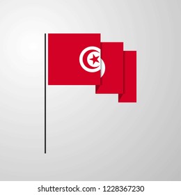 Tunisia waving Flag creative background