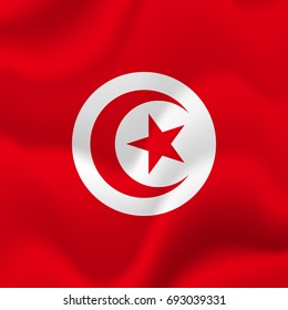 Tunisia waving flag. Vector illustration.