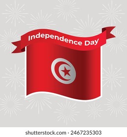 Tunisia Wavy Flag Independence Day Banner Background