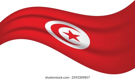 Tunisia wavy flag, waving flag vector illustration