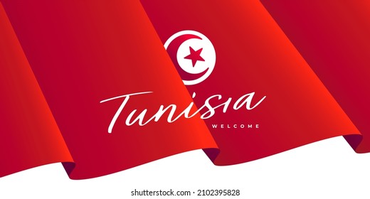 Tunisia. Welcome. Red flag. Cover design.