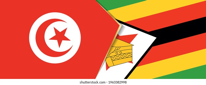 Tunisia and Zimbabwe flags, two vector flags symbol of relationship or confrontation.