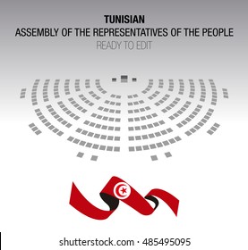 Tunisian assembly of the representatives of the people. Editable Seats. Infographic scheme.