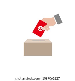 Tunisian elections, national flag and ballot box, white background vector work