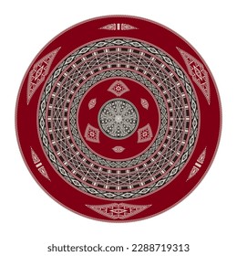 Tunisian embroidery inspired round design element, vector template against white background