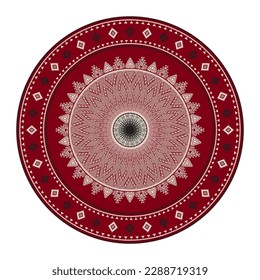 Tunisian embroidery inspired round design element, vector template against white background