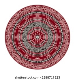 Tunisian embroidery inspired round design element, vector template against white background