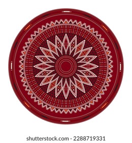 Tunisian embroidery inspired round design element, vector template against white background
