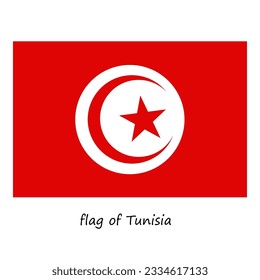 Tunisian flag in a flat style isolated on a white background. the state symbol of Tunisia. stock vector illustration. EPS 10.
