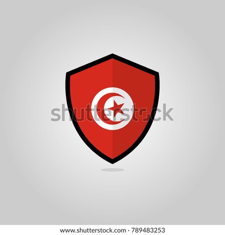 Tunisian Flag Flat Vector Shield Badge