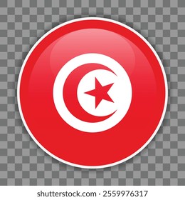 Tunisian flag icon on checkered background. Vector icon for mobile apps, UI or web design