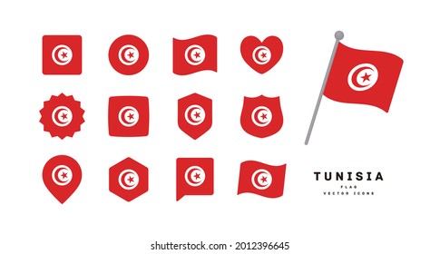 Tunisian flag icon set vector illustration
