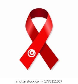 Tunisian flag stripe ribbon on white background. Vector illustration.