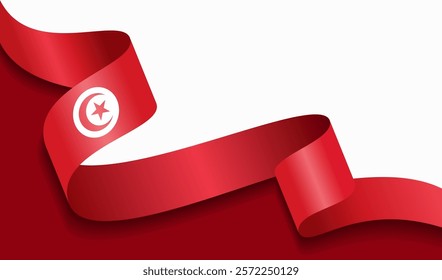 Tunisian flag wavy abstract background. Vector illustration.