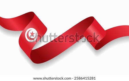 Tunisian flag wavy abstract background. Vector illustration.