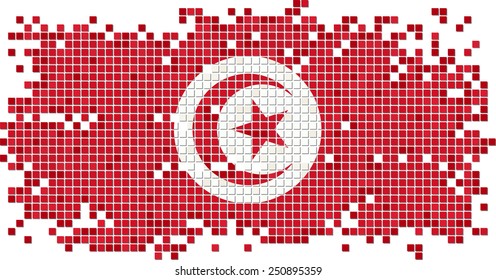 Tunisian grunge tile flag. Vector illustration Eps 8.