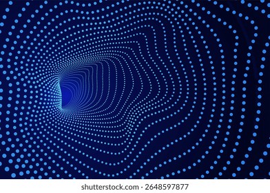 Túnel 3d partícula, molécula ou átomo wormhole fundo abstrato. Efeito de onda de som de buraco de Big data distorcido, conceito de tecnologia futura com espaço de cópia.