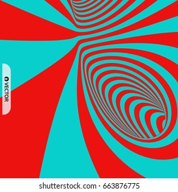 Tunnel. Abstract 3D geometrical background. Pattern with optical illusion. Vector illustration.