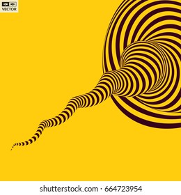 Tunnel. Abstract 3D geometrical background. Pattern with optical illusion. Vector illustration.