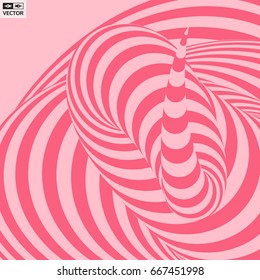 Tunnel. Abstract striped background. Optical art. 3D vector illustration.