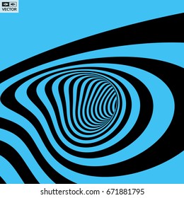 Túnel. Resumen de fondo rayado. Ilustración vectorial 3D de arte óptico.