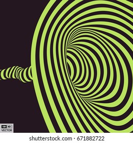 Tunnel. Abstract striped background. Optical art. 3D vector illustration.