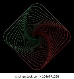 Tunnel abstract. Twisted colored tunnel 3d. Twisted lines. Logo. Wireframe 3D surface tunnel.