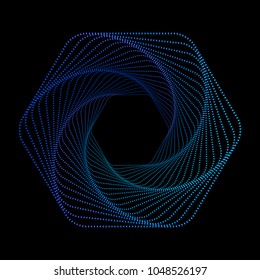 Tunnel abstract. Twisted colored tunnel 3d. Twisted lines. Logo. Wireframe 3D surface tunnel.