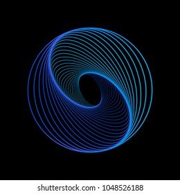 Tunnel abstract. Twisted colored circle 3d. Twisted lines. Green logo. Sphere 3d