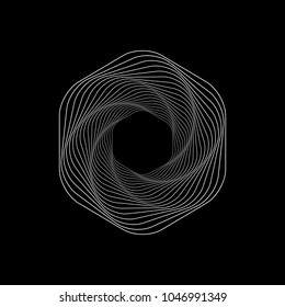 Tunnel abstract. Twisted lines. Logo. Wireframe 3D surface tunnel.