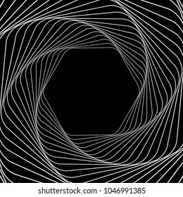 Tunnel abstract. Twisted lines. Logo. Wireframe 3D surface tunnel.