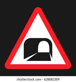 Tunnel ahead sign flat icon, Traffic and road sign, vector graphics, a solid pattern on a black background, eps 10