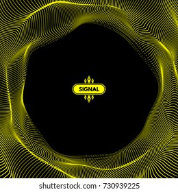 Tunnel. Array with Dynamic Particles. Futuristic Style. Cyberspace Grid. 3D Vector Illustration.