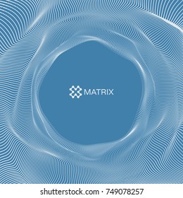 Tunnel. Array with Dynamic Particles. Futuristic Style. Cyberspace Grid. 3D Vector Illustration.