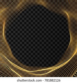Tunnel. Array with Dynamic Particles. Futuristic Style. Cyberspace Grid. 3D Vector Illustration.