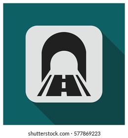 Tunnel asphalt road vector icon