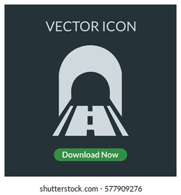 Tunnel asphalt road vector icon