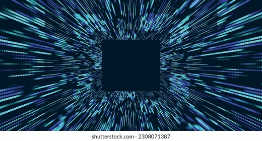 Tunnel Background. Abstract digital background. Big data visualization. Data flow information. Concept of digital communication. Wormhole. 3D rendering. Vector illustration.